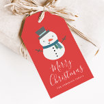 Winter Friends | Snowman Holiday Gift Tags<br><div class="desc">Add a special touch to your holiday gifts this year with our Winter Friends holiday gift tags. The cute holiday gift tags feature a cute cartoon snowman wearing a hat and scarf with "Merry Christmas" below in a white, modern script font. Personalize the gift tags by adding your name or...</div>