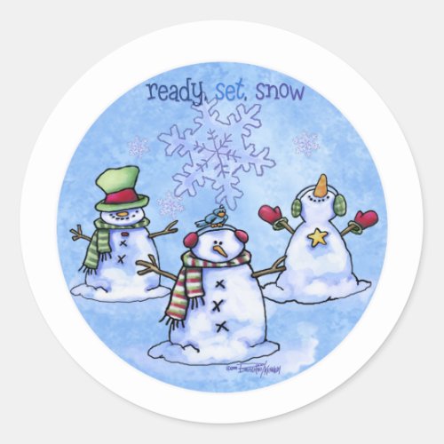 Winter Friends _ Snowmen Classic Round Sticker