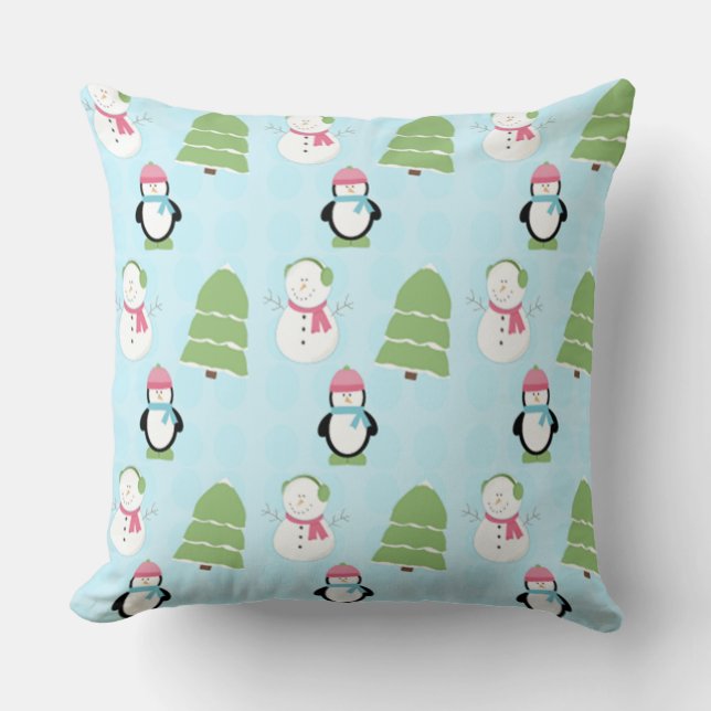 Winter Friends Throw Pillow (Front)