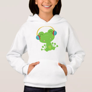 Winter Frog, Cute Frog, Green Frog, Ear Muffs Hoodie