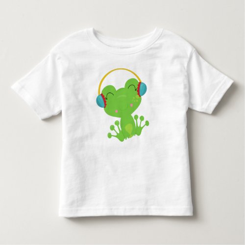 Winter Frog Cute Frog Green Frog Ear Muffs Toddler T_shirt