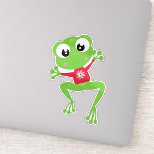 Winter Frog Cute Frog Green Frog Sweater Sticker