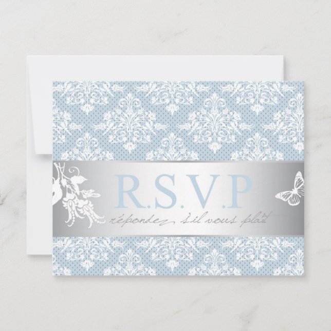 Winter Frost Damask RSVP Card (Front)