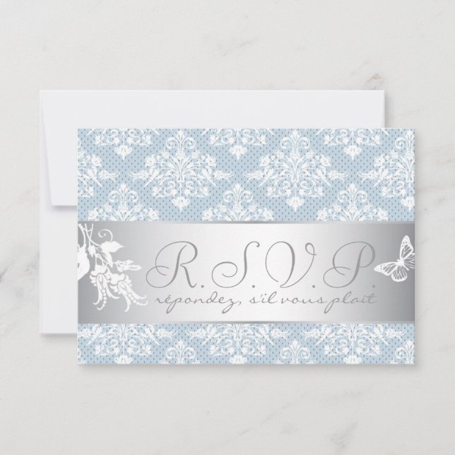 Winter Frost Damask RSVP Card 3 (Front)