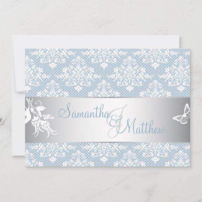 Winter Frost Damask Wedding Invitation Card (Front)