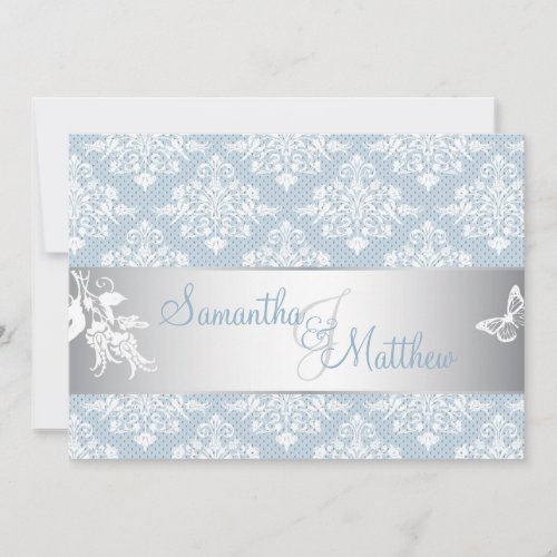 Winter Frost Damask Wedding Invitation Card