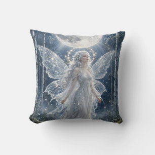 Winter Frost Fairy Ethereal Ice Cave Goddess Throw Pillow