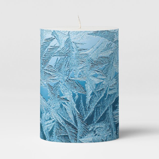 Winter frost flameless blue silver candle (Front)