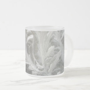 Winter frost gray white crystals frosted glass coffee mug