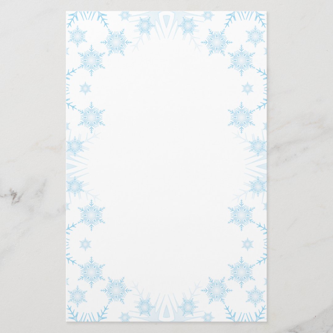 Winter Frost Ice Crystal Borders Christmas Letter Stationery | Zazzle