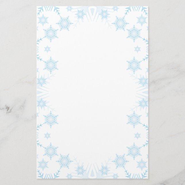 Winter Frost Ice Crystal Borders Christmas Letter Stationery (Front)