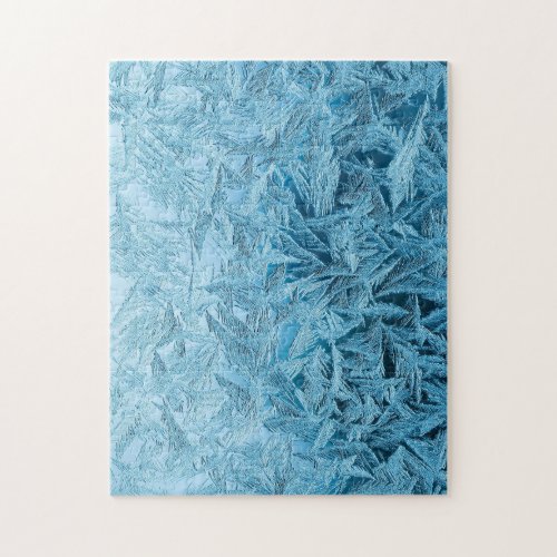 Winter frost ice crystal cold blue white jigsaw puzzle