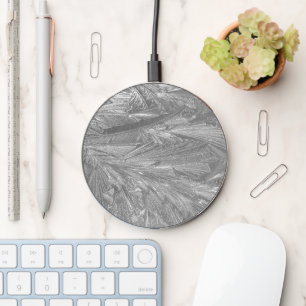 Winter Frost in Black and White Wireless Charger