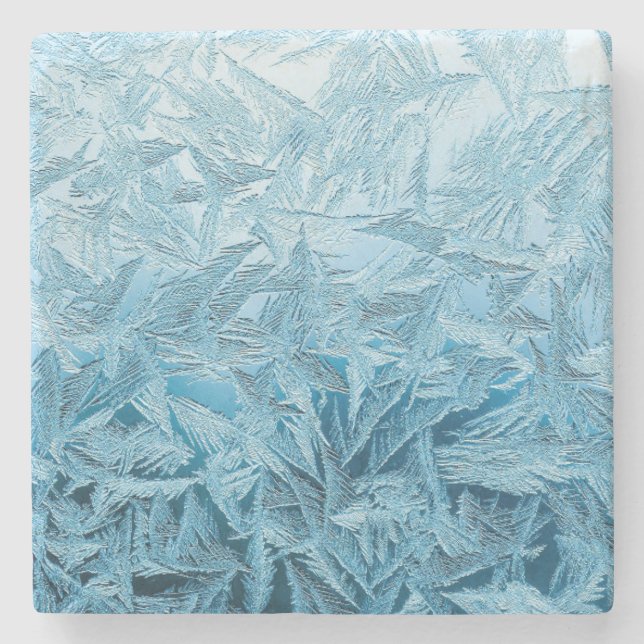 Winter frost silver blue ice stone coaster (Front)