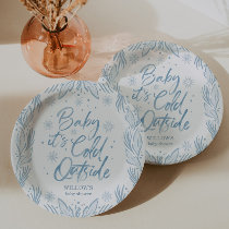 Winter Frost Snowflake Baby Shower Baby It's Cold Paper Plates