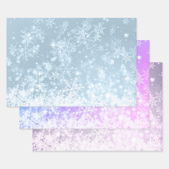 Winter Frost Snowflake Pattern Wrapping Paper Sheets (Set)