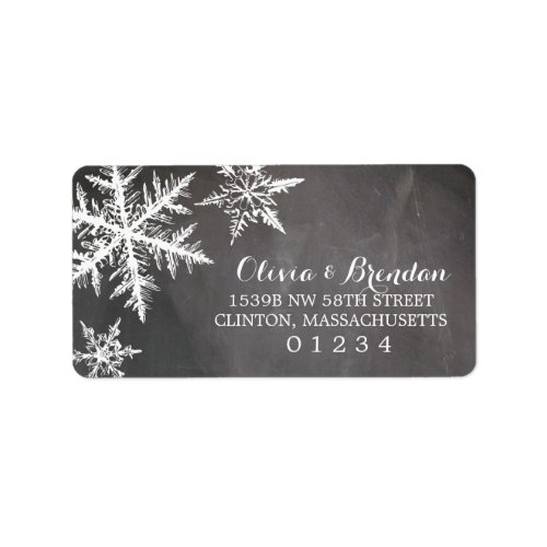 Winter Frost Snowflakes Chalkboard  Address Label