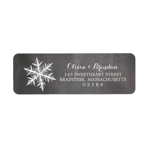 Winter Frost Snowflakes Chalkboard Return Address Label