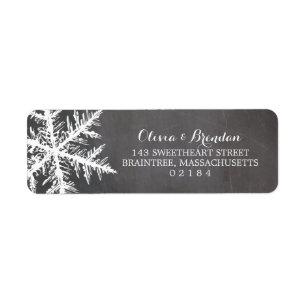 Winter Frost Snowflakes Chalkboard Return Address Label