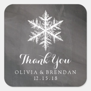 Winter Frost Snowflakes Chalkboard   Wedding Favor Square Sticker