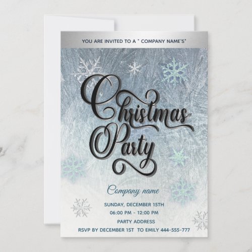 Winter frost snowflakes corporate Christmas party Invitation