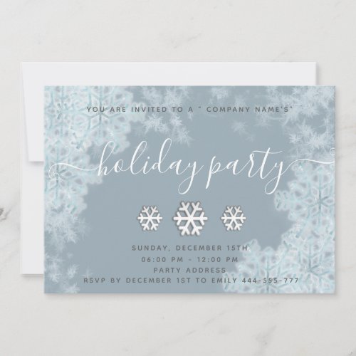 Winter frost snowflakes corporate Christmas party  Invitation