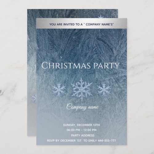 Winter frost snowflakes corporate Christmas party Invitation