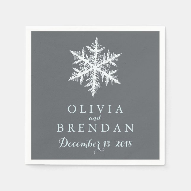 Winter Frost Snowflakes | Wedding Paper Napkins (Front)