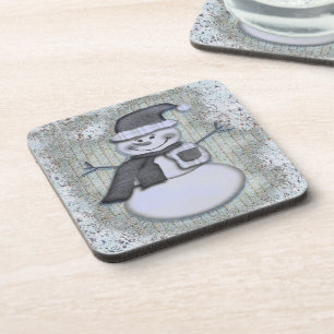 Winter Frost Snowman Christmas Holiday Decor Coaster