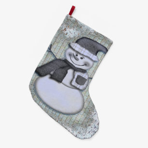 Winter Frost Snowman DECOR Large Christmas Stocking