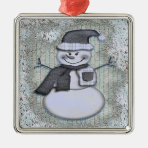 Winter Frost Snowman Metal Ornament