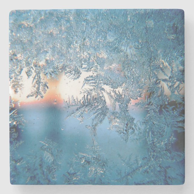 Winter frost stone coaster (Front)