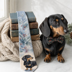 Winter Frost Watercolor Dachshund Neck Tie