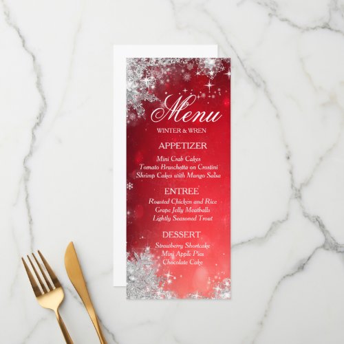 Winter Frosted Snowflake Menu