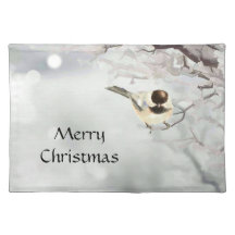 Winter Frosty Tree Chickadee Bird Christmas  Place