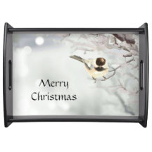 Winter Frosty Tree Chickadee Bird Christmas  