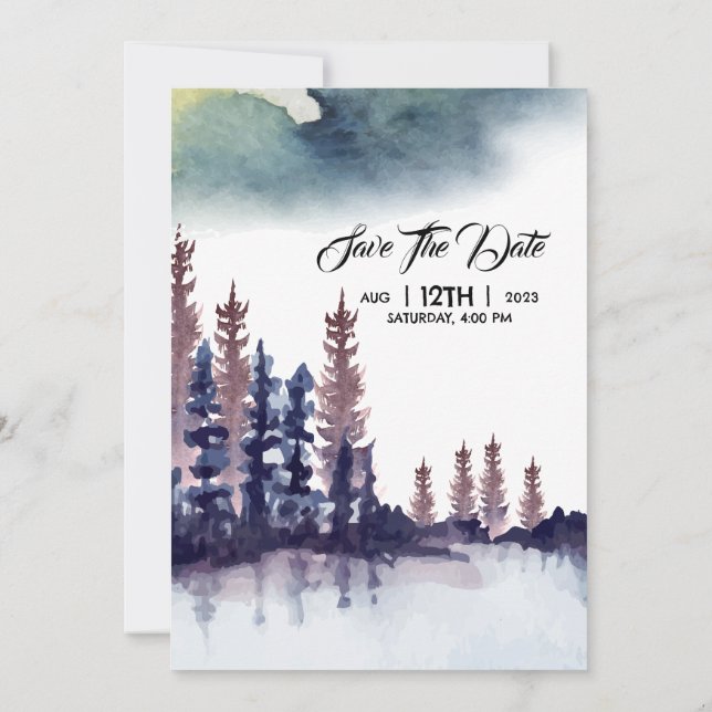 Winter Frosty Wedding Invitation Card Design (Back)