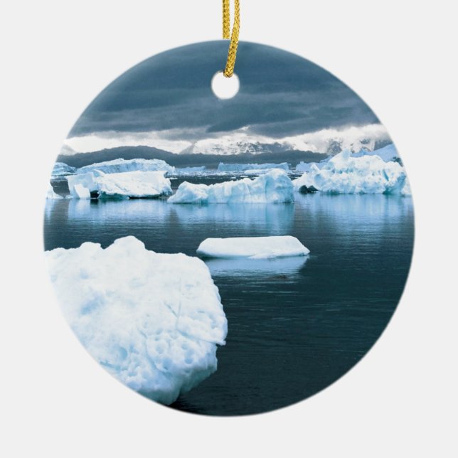 Winter Frozen Antarctica Ceramic Ornament (Front)