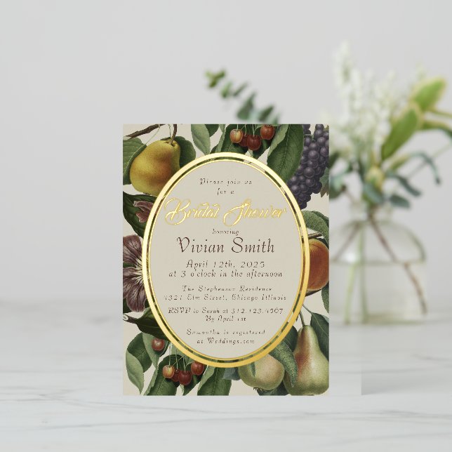 Winter Fruit & Botanical Bridal Shower Invitation (Standing Front)