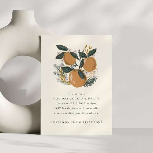 Winter Fruit Christmas Cocktail Party Holiday Invitation