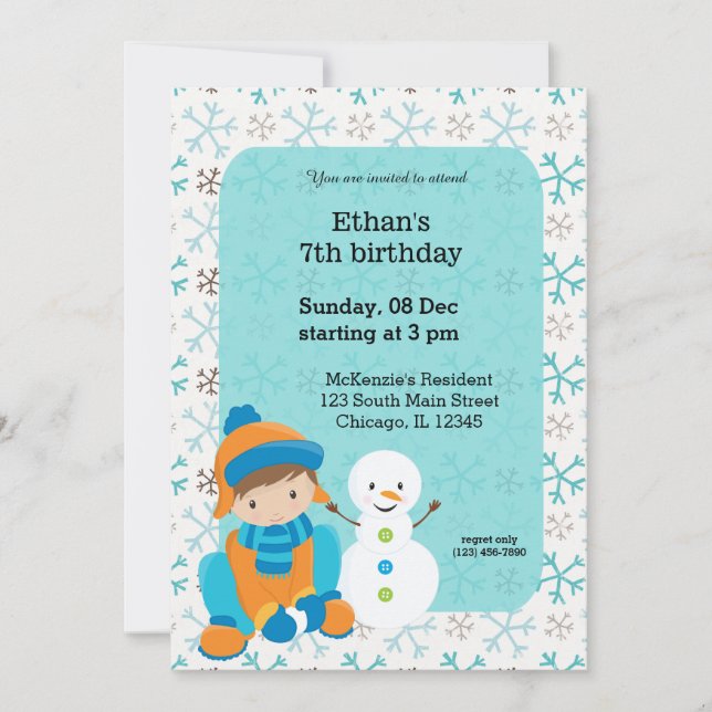 Winter fun birthday invitation (Front)