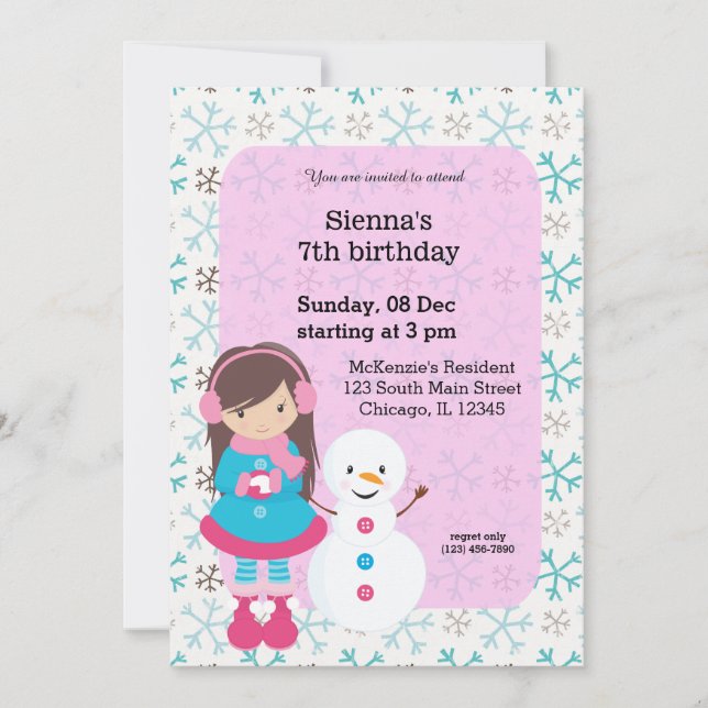 Winter fun birthday invitation (Front)