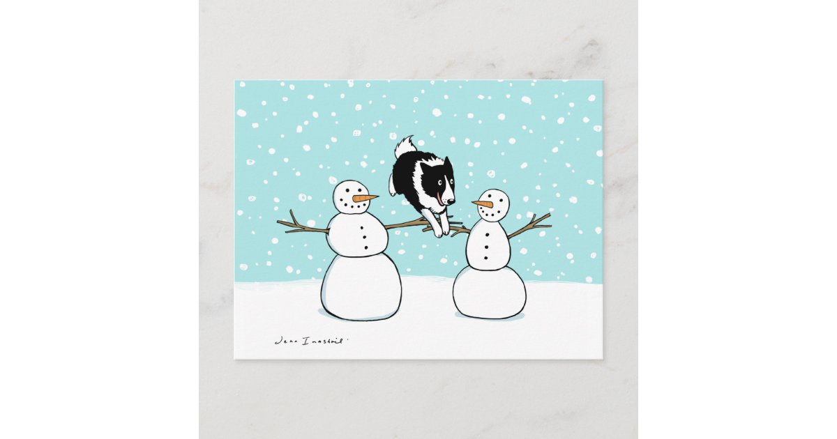 Winter Fun Border Collie | Dog Christmas Holiday | Zazzle