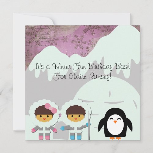 Winter Fun Customized  Birthday Invitations