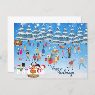Winter Fun Festive Greetings Holiday Postcard