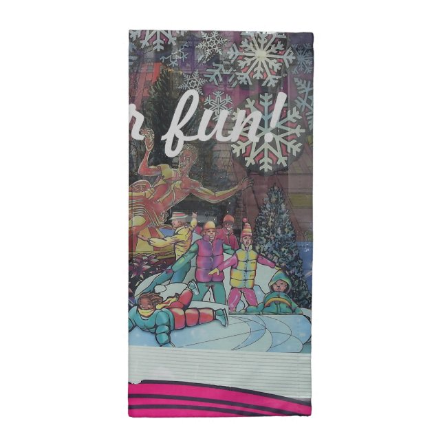 Winter Fun Ice Skating Cloth Napkin (Half Fold)