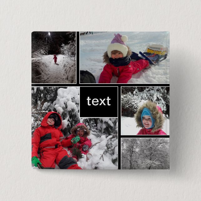 Winter fun kids games snow customizable text perso button (Front)