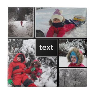 Winter fun kids games snow customizable text perso ceramic tile