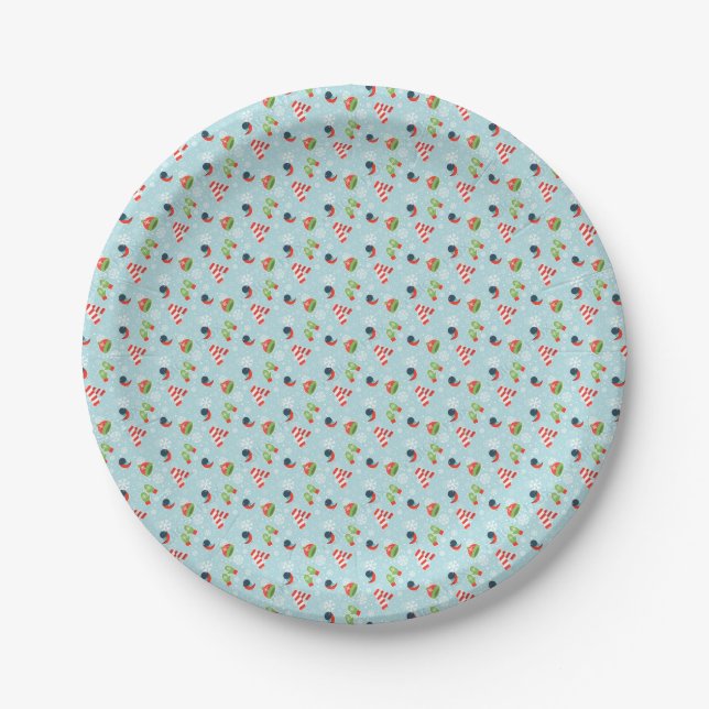 Winter Fun Pattern Paper Plates (Front)