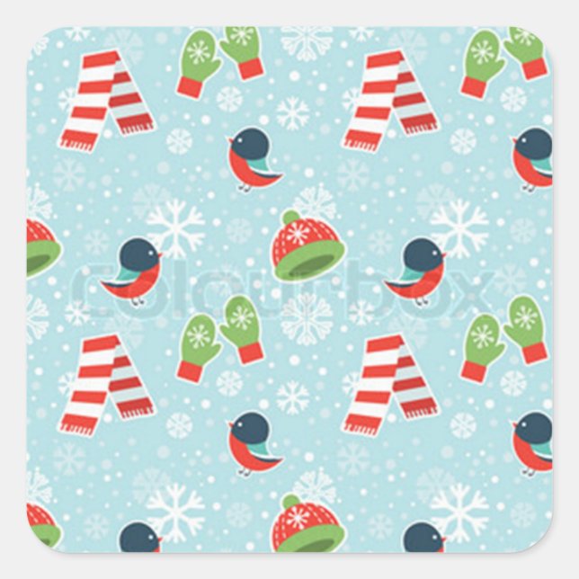 Winter Fun Pattern Square Sticker (Front)